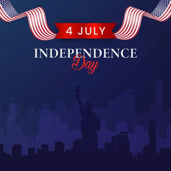 Bandeira Quadrada Dia Independência América Julho Para Postagem Mídia Social — Vetor de Stock