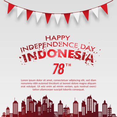 happy indonesian independence day 78th of august banner with abstract gradient red and white background design1 clipart