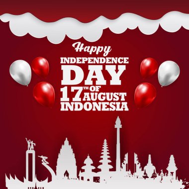 happy indonesian independence day 78th of august banner with abstract gradient red and white background design4 clipart