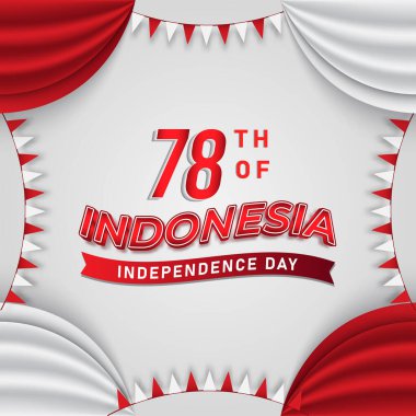 Sosyal medya paylaşımı için Endonezya 'nın 78. Bağımsızlık Günü afişi soyut kırmızı ve beyaz arkaplan tasarımı