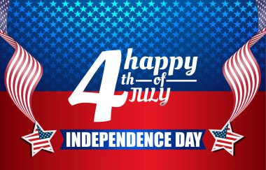 Amerika 'nın bağımsızlık gününün 4 Temmuz' u kutlu olsun. Mavi ve kırmızı arka plan tasarımlı arka plan afişi.