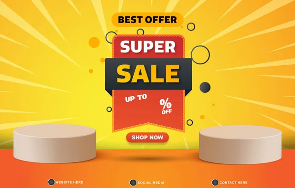 Best Offer Super Sale Banner Voor Social Media Post Met — Stockvector