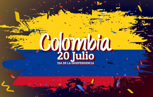 Feliz Julio Colombia Independencia Día Paisaje Banner Para Los Medios — Vector de stock