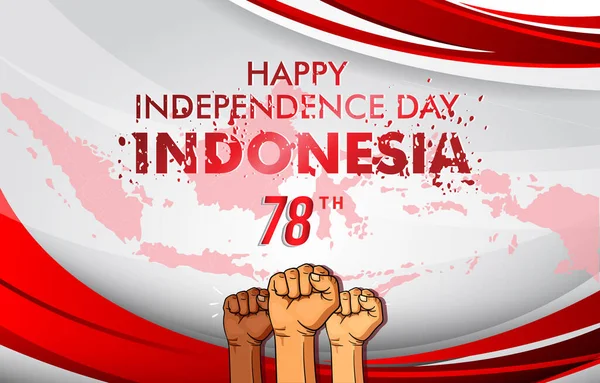 8月78日インドネシア独立記念日の風景バナーの幸せ抽象的なグラデーションの赤と白の背景デザインのソーシャルメディアの投稿 — ストックベクタ