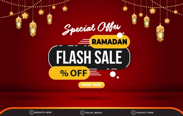 Offre Spéciale Ramadan Flash Vente Discount Modèle Bannière Avec Espace — Image vectorielle