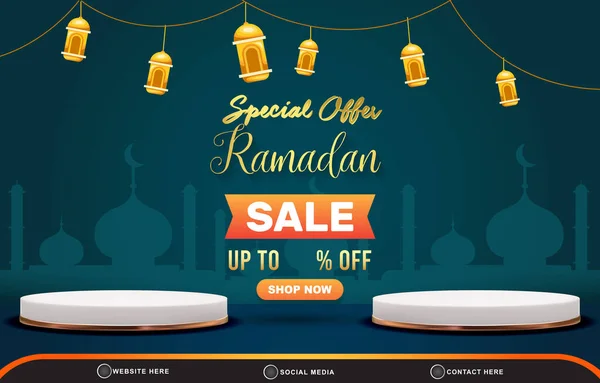 Akciós Ajánlat Ramadan Eladó Kedvezményes Kísértés Banner Üres Hely Dobogó — Stock Vector