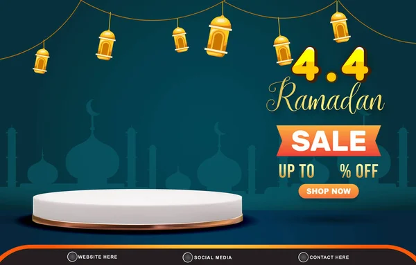 Ramadan Venda Desconto Banner Tempate Com Espaço Branco Pódio Para — Vetor de Stock