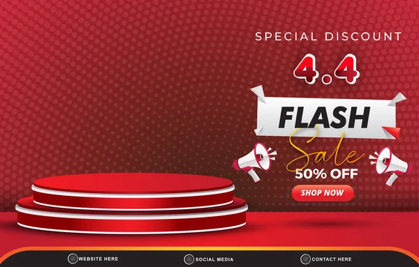 Special Discount Flash Sale Template Banner Copy Space Podium Product — Stock Vector