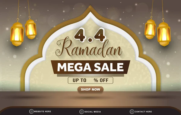 Ramadan Μέγα Πώληση Banner Πρότυπο Έκπτωση Χώρο Αντίγραφο Για Την — Διανυσματικό Αρχείο