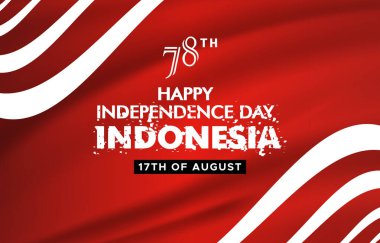 Endonezya bağımsızlık günü afişlerinin 78. yılı kutlu olsun. Soyut gradyan kırmızı ve beyaz arka plan, 17.