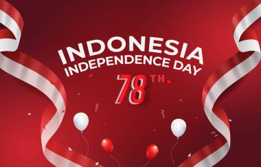 Endonezya 'nın bağımsızlık günü kutlu olsun. Soyut kırmızı ve beyaz arkaplan tasarımlı 78 Ağustos bayrağı 11.
