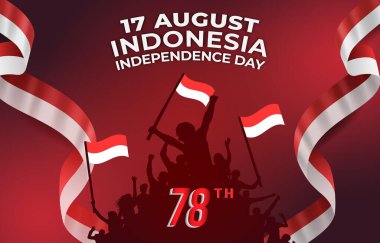 Endonezya 'nın bağımsızlık günü. 17 Ağustos bayrağı. Soyut gradyan kırmızı ve beyaz arka plan tasarımı.