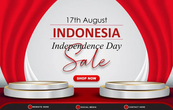 Agosto Día Independencia Indonesio Venta Banner Con Podio Para Venta Vectores de stock libres de derechos