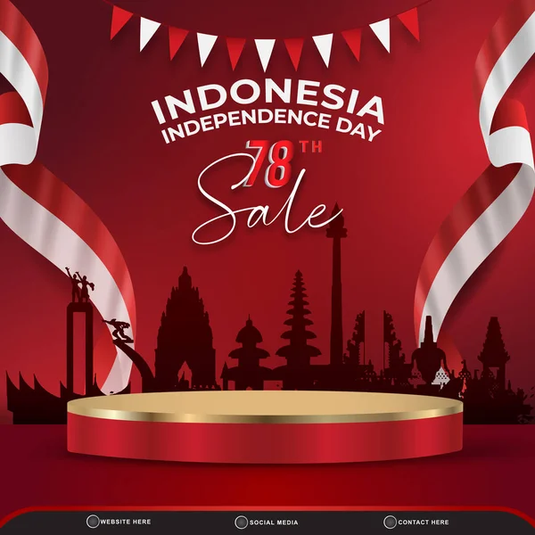 78Th August Indonesian Independence Day Sale Square Banner Social Media Vector de stock