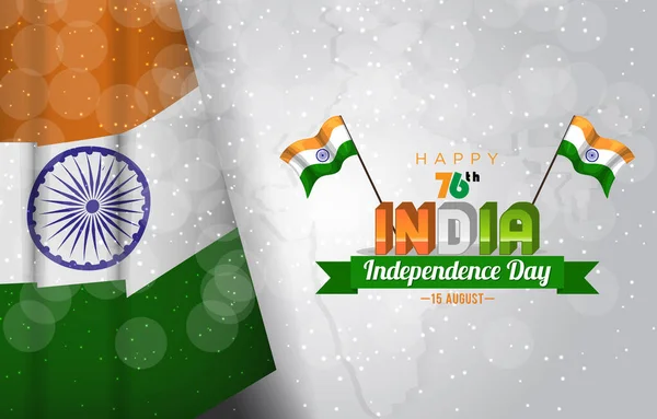Feliz Agosto India Independencia Día Bandera Con Naranja Blanco Verde Ilustración de stock