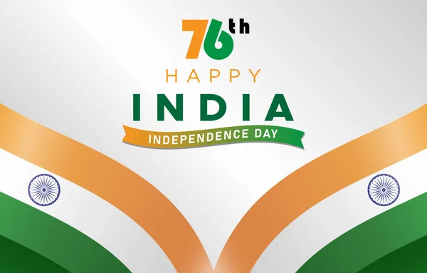 Feliz Día Independencia India 76º Agosto Banner Con Naranja Blanco Vector de stock