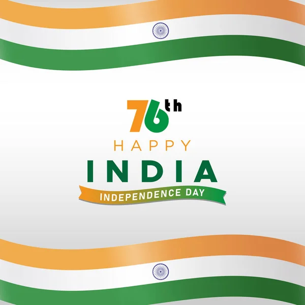 Feliz Día Independencia India 76º Agosto Bandera Con Naranja Blanco Vectores de stock libres de derechos