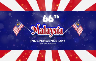 61. Malezya Bağımsızlık Günü Soyut gradyan kırmızı beyaz ve mavi arkaplan tasarımlı 31 Ağustos bayrağı