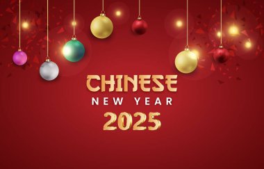 2025 mutlu Çin Yeni Yıl Şablonu afişi modern 3D metin efekti ve güzel ışıltılı lüks parlak süsleme soyut gradyan kırmızı arka plan tasarımı 03