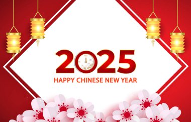 2025 mutlu Çin Yeni Yıl Şablonu afişi modern 3D metin efekti ve güzel ışıltılı lüks parlak süsleme soyut gradyan kırmızı arka plan tasarımı 78