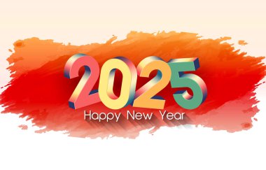 2025 mutlu yeni yıl afişi modern 3D metin efekti ve güzel ışıltılı lüks parlak süsleme soyut gradyan turuncu arkaplan dizaynı 74