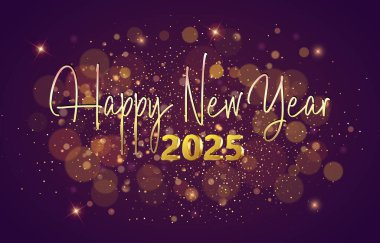 2025 mutlu yeni yıl afişi, modern 3D metin efekti ve güzel, ışıltılı, parlak, soyut, mor arka plan tasarımı 62.