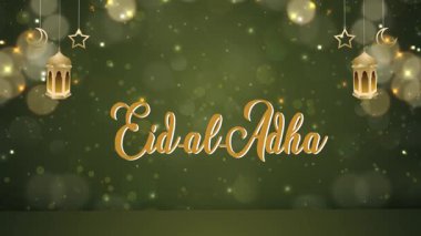 Kurban Bayramı Mübarek hareketli video şablonu Ay 'ın İslami süsü ve soyut arkaplan tasarımı