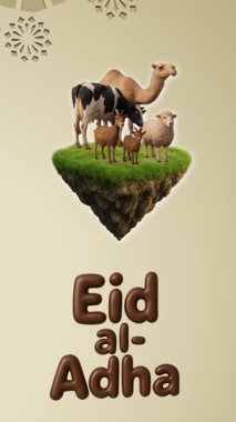 Hayvan İslami süsü ve soyut arkaplan tasarımı ile Kurban Hareketi video şablonu