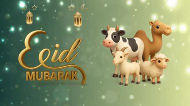 Hayvan İslami süsü ve soyut arkaplan tasarımlı Mübarek hareketli video şablonu