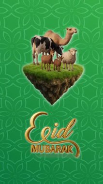 Hayvan İslami süsü ve soyut arkaplan tasarımlı Mübarek hareketli video şablonu