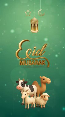 Kurban Mübarek hareketli, hayvansal İslami süsleme ve soyut arkaplan tasarımı içeren video şablonu