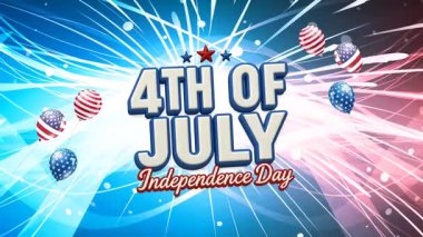 4 Temmuz Bağımsızlık Günü Soyut arka plan tasarımlı balon hareketli video