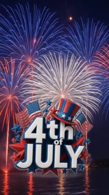 4 Temmuz Bağımsızlık Günü Soyut arka plan tasarımıyla hareketli video