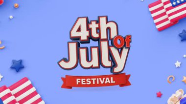 4 Temmuz Bağımsızlık Günü Soyut arkaplan tasarımı ile hareketli video