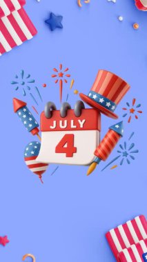 4 Temmuz Bağımsızlık Günü Soyut arkaplan tasarımı ile hareketli video