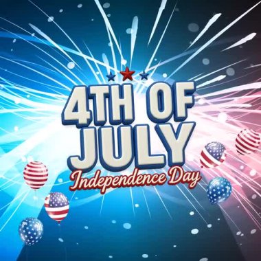 4 Temmuz Bağımsızlık Günü balon soyut arka plan tasarımıyla hareketli video