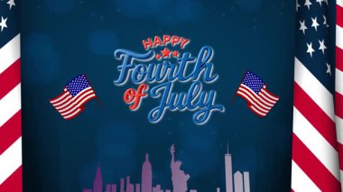  Bağımsızlık Günü 'nün 4 Temmuz' u kutlu olsun. Soyut arka plan tasarımıyla birlikte hareketli video.