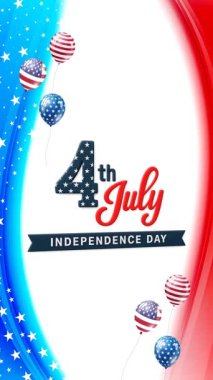 4 Temmuz Bağımsızlık Günü 'nün kutlu olsun. Bayrak ve balon soyut arka plan tasarımıyla hareketli video.