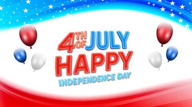 4 Temmuz Bağımsızlık Günü 'nün kutlu olsun. Bayrak ve balon soyut arka plan tasarımıyla hareketli video.