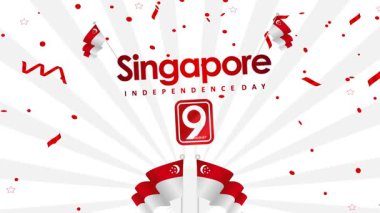 Singapur 'un bağımsızlık günü 9 Ağustos, hareketli grafik animasyonla kutlanıyor.