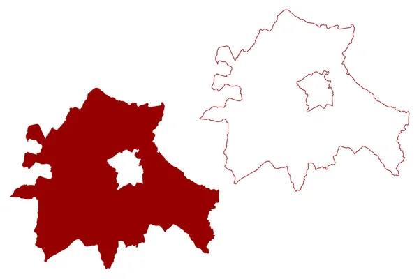 南カンブリジシャー州非大都市圏 イギリス 北アイルランド連合王国 儀式的な郡ケンブリジシャー州またはキャンブス イギリス 地図ベクトル図 スケッチマップ — ストックベクタ