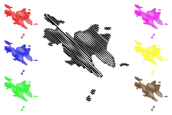 贝德福德岛 西澳大利亚 澳大利亚联邦 布卡内尔群岛 印度洋 地图矢量图解 速写草图贝德福德地图 — 图库矢量图片