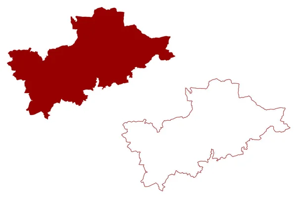 ミッドデヴォン非大都市圏 イギリス 北アイルランド連合王国 儀式的な郡デヴォンまたはデヴォンシャー州 イギリス 地図ベクトル図 スケッチブルなスケッチティヴァートン地図 — ストックベクタ