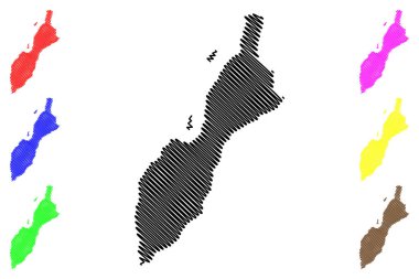 Masirah Adası (Umman Sultanlığı, Hint Okyanusu) harita vektör çizimi, çizim Mazeira veya Wilayat Masirah haritası
