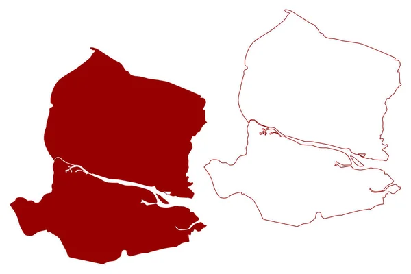 キャッスル ポイント地区 グレートブリテンおよび北アイルランド連合王国 儀式郡エセックス イギリス 地図ベクトル図 スケッチブル スケッチキャッスル ポイント地図のボロ — ストックベクタ