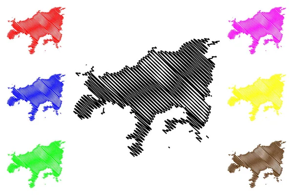 Isla Shodoshima Japón Asia Oriental Archipiélago Japonés Mapa Vector Ilustración — Vector de stock