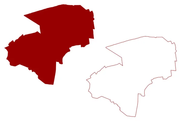 リンカーン市と非大都市圏 イギリスと北アイルランド 儀式的な郡リンカーンシャーまたはリンカーン イングランド 地図ベクトル図 スケッチマップ — ストックベクタ