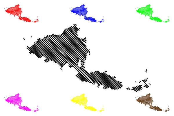 Ilha Ammouliani República Helénica Grécia Ilha Grega Mapa Ilustração Vetorial — Vetor de Stock