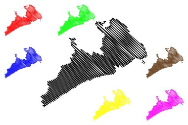 Chergui Adası (Tunus Cumhuriyeti, Kerkennah Adaları) harita vektör çizimi, çizim Chergui haritası