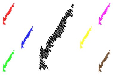 Kastos adası (Yunan Cumhuriyeti, Yunanistan, Yunan adası, İyon Adaları) harita vektör çizimi, çizim Kastos haritası